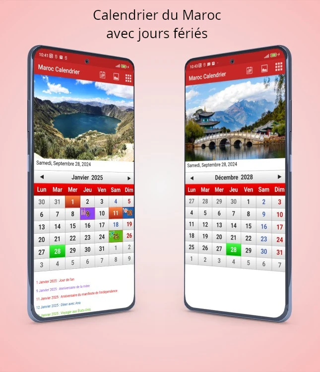 Maroc Calendrier 2026 screenshot