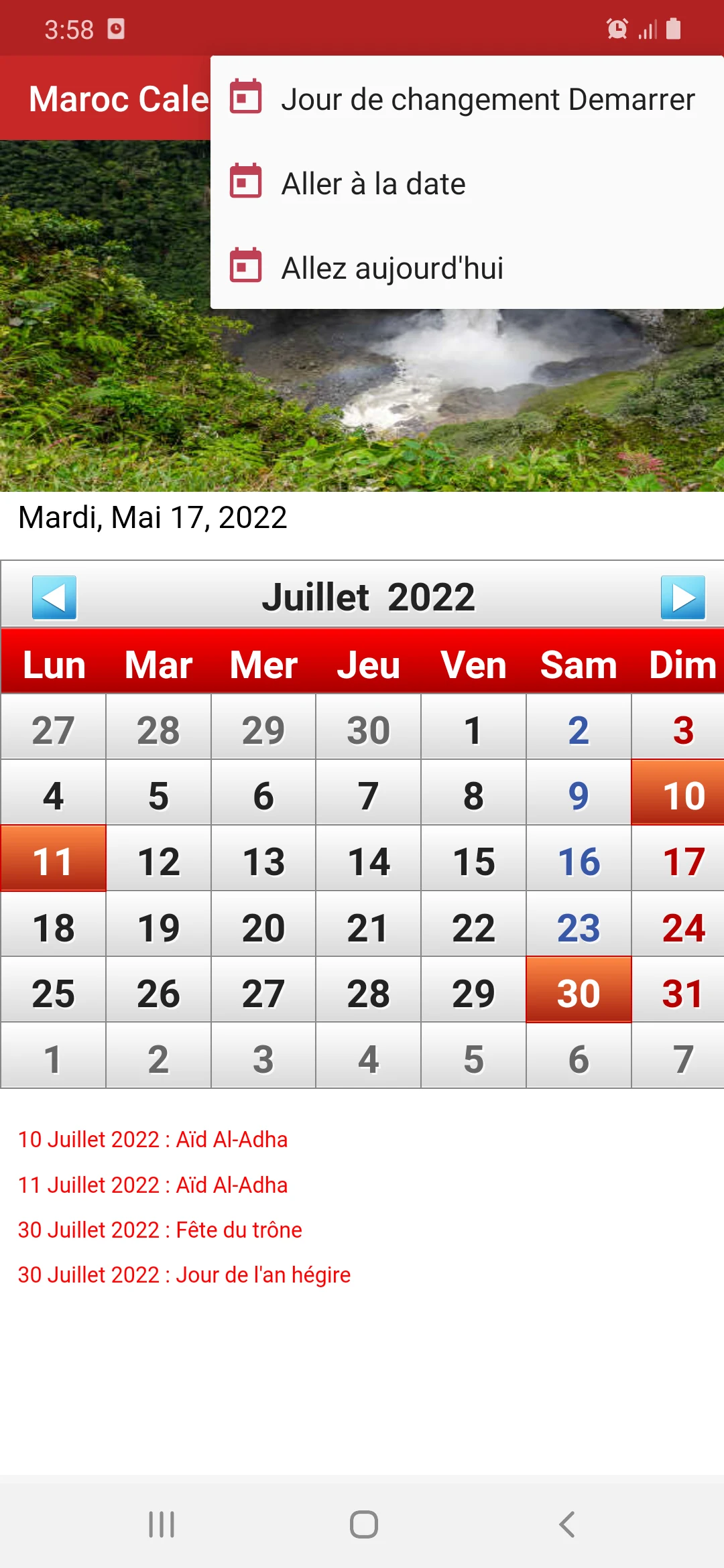 Maroc Calendrier 2026 screenshot